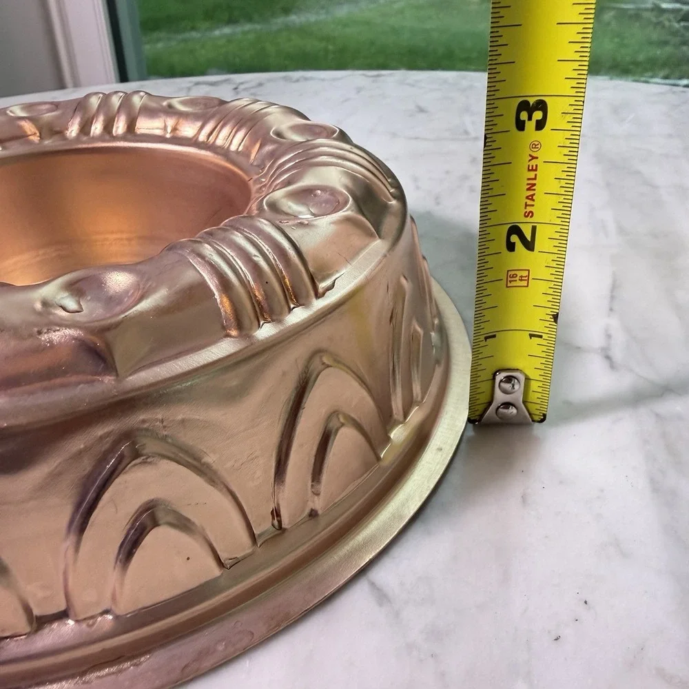 Vintage 70s Copper Bunt‎ Pan Jello Mold Wall Hanging Round  3.5 Cups